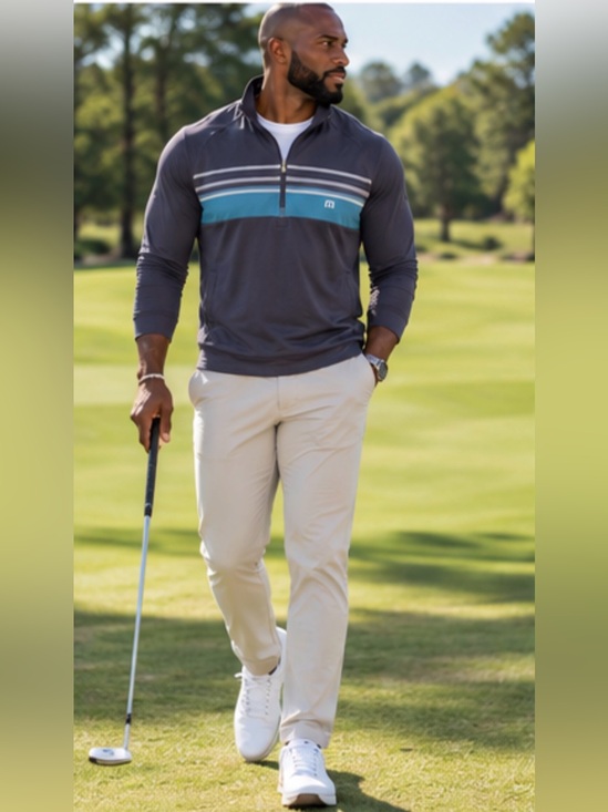 Travis Mathew Other - TravisMathew Men’s Striped Quarter-Zip Pullover